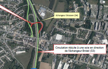 A6: Barrage de la bretelle de sortie de l’échangeur Strassen