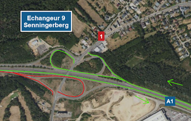 A1: Chantier sur l’échangeur Senningerberg (11-14.10.2024)