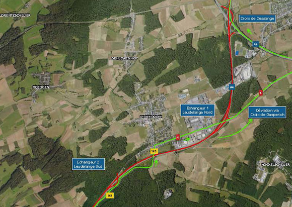 A4: Chantier entre la jonction Esch et la croix de Cessange (27-30.06.2025)
