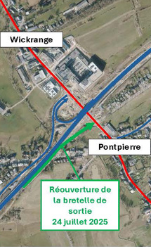 A4: La sortie 3 de l’échangeur Pontpierre en direction du Luxembourg de nouveau accessible à partir du jeudi 24 juillet 2025