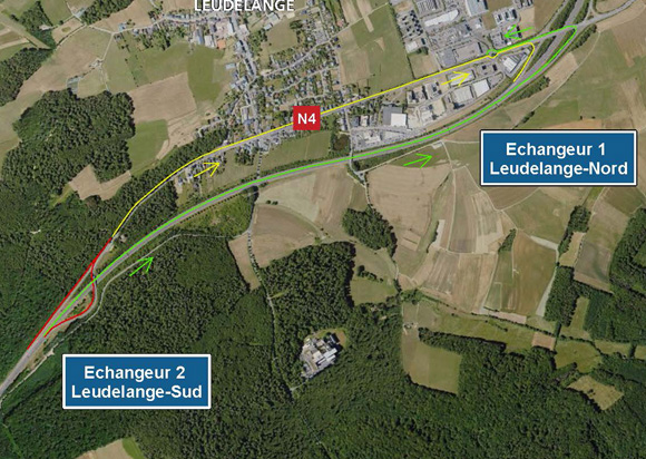 A4: Renouvellement de la couche de roulement sur l’échangeur Leudelange-Sud (12-15.09.2025)