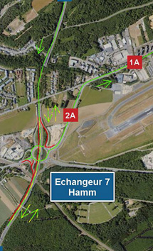A1: Chantier entre la croix de Gasperich et l’échangeur Hamm / La circulation reste maintenue en mode bi-directionnel (14-17.11.2025)