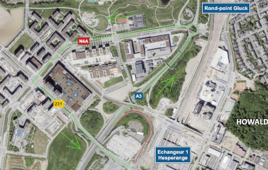 Fermeture de la bretelle de sortie de l’échangeur Hesperange de l’A3 en direction de Luxembourg Ville (02-03.05.2026)