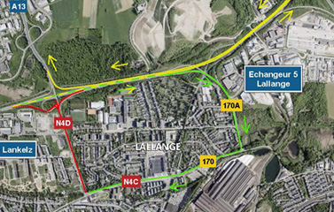 A4/N4D - Barrage de la route nationale N4D et de la bretelle jonction Lankelz de Raemerich vers Pétange (26-30.05.2026)