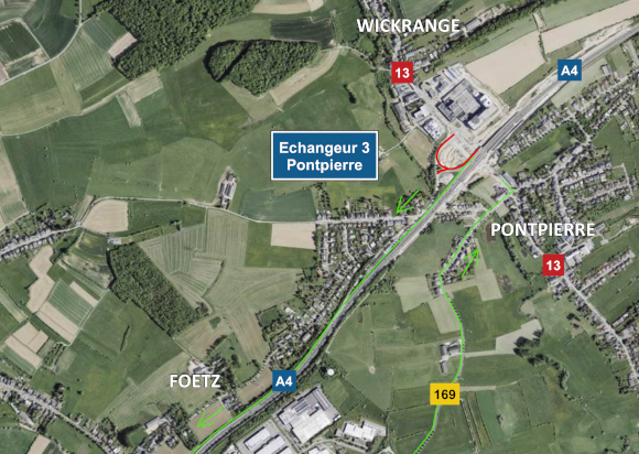 A4 - Chantier sur l’échangeur Pontpierre de l’autoroute A4 (12-15.06.2026)
