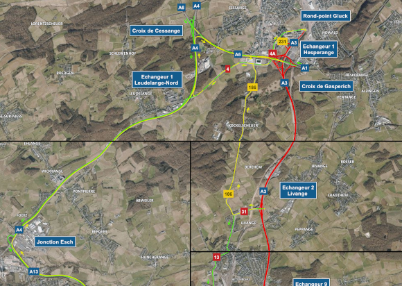 A3: Chantier sur l’autoroute entre la Croix de Gasperich et la Croix de Bettembourg du vendredi 26.06.2026 vers 20h00 au lundi 29.06.2026 vers 04h00 (19.06.2026)