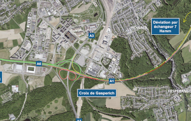 A1: Renouvellement de la couche de roulement entre la croix de Gasperich et l’échangeur Hamm de l’autoroute (17-20.07.2026)
