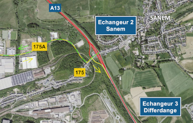 A13: Chantier entre l’échangeur Differdange et le rond-point Biff de l’autoroute (24-27.07.2026)