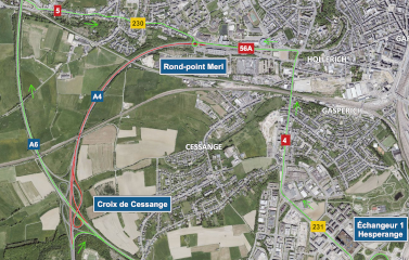 A4: Chantier entre la croix de Cessange et le rond-point Merl de l’autoroute (18-21.09.2026)