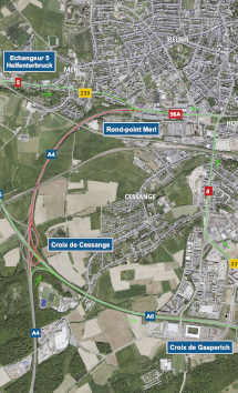 A4: Chantier entre la croix de Cessange et le rond-point Merl de l’autoroute (18-21.09.2026)